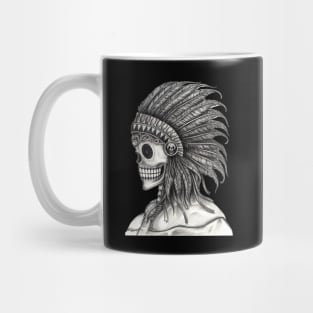 Skull indian hand  drawing. Mug